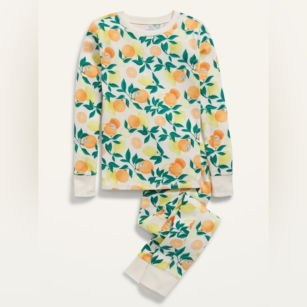 Old Navy Vibrant Yellow and Orange Pajama Girl's Set Medium 8